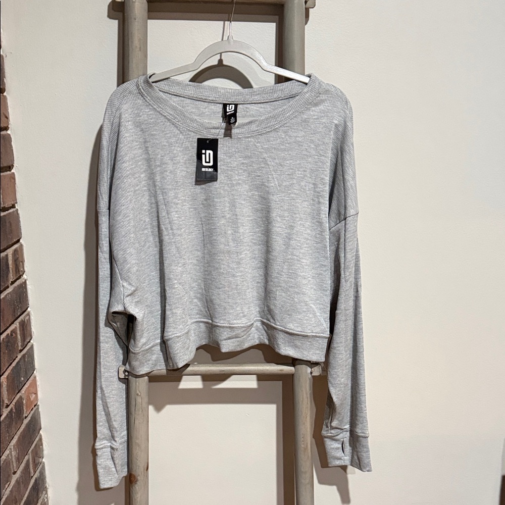 Ideology Women’s XL Long Sleeve Crop Top 🤍 | Gray Heather | NWT